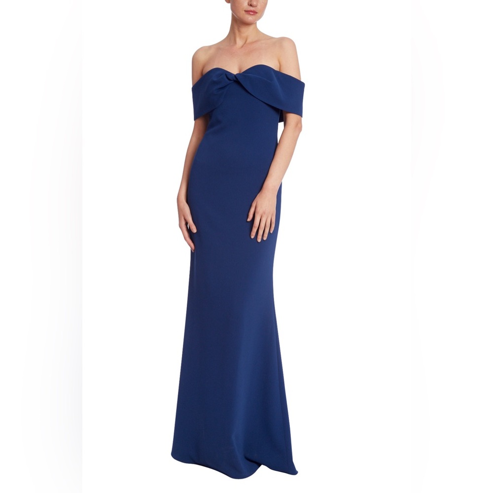 Badgley Mischka Off the shoulder twist gown dress wedding guest